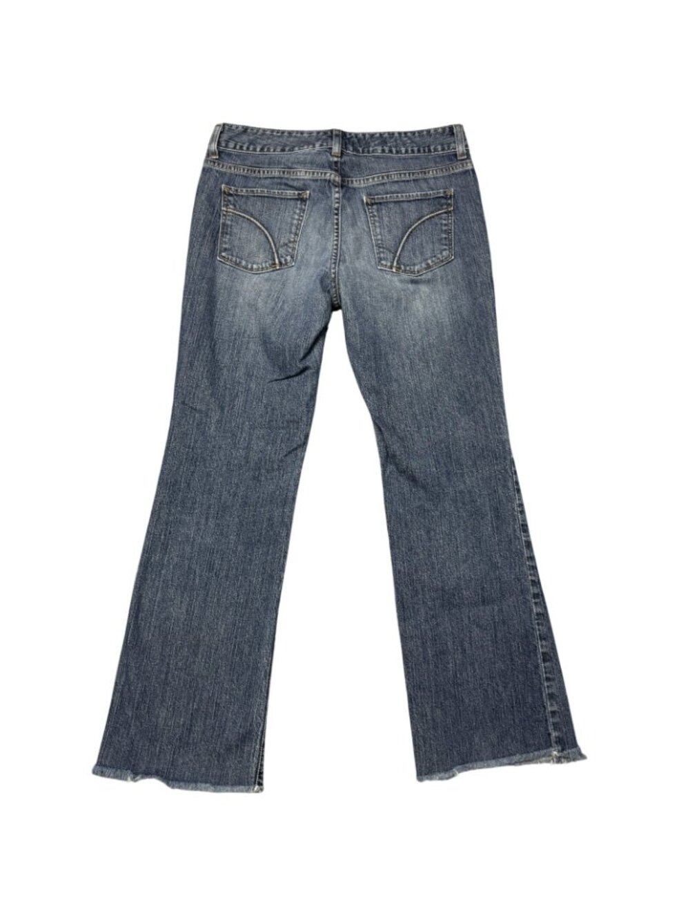 Eddie Bauer Bootcut Jeans Womens Size 8R Blue Denim Raw Cuffs Mid Rise Classic - Picture 2 of 13